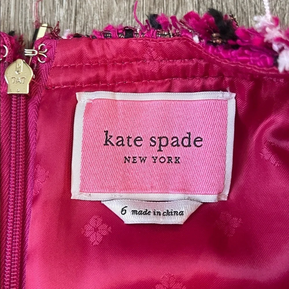 Kate Spade festive tweed dress 6 pink and black classy classic